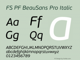 FS PF BeauSans Pro Italic Version 3.000 2006 initial release, www.phongchuviet.com Font Sample