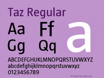 Taz OTF 3.001;PS 003.000;Core 1.0.34 Font Sample