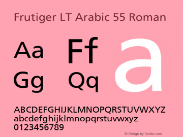 Frutiger LT Arabic 55 Roman Version 1.00; 2007 Font Sample