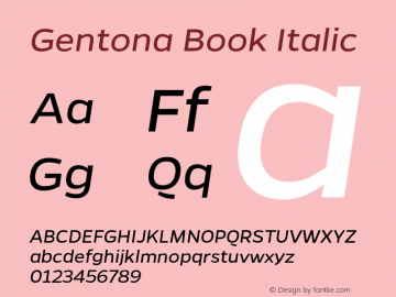 Gentona Book Italic Version 1.001;PS 001.001;hotconv 1.0.70;makeotf.lib2.5.58329图片样张