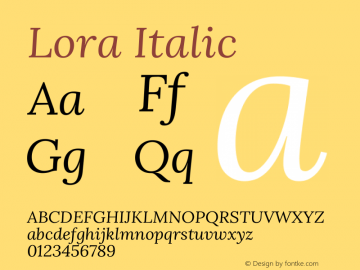 Lora Italic Version 3.000图片样张