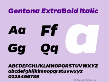 Gentona ExtraBold Italic Version 1.001;PS 001.001;hotconv 1.0.70;makeotf.lib2.5.58329图片样张