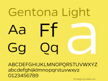 Gentona Light Version 1.001;PS 001.001;hotconv 1.0.70;makeotf.lib2.5.58329图片样张