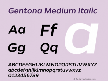Gentona Medium Italic Version 1.001;PS 001.001;hotconv 1.0.70;makeotf.lib2.5.58329图片样张