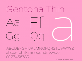 Gentona Thin Version 1.001;PS 001.001;hotconv 1.0.70;makeotf.lib2.5.58329 Font Sample