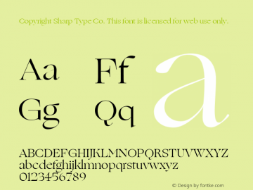 Copyright Sharp Type Co. This font is licensed for web use only. Version 2.000;hotconv 1.0.109;makeotfexe 2.5.65596图片样张