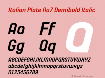 Italian Plate No7 Demibold Italic Version 1.1图片样张