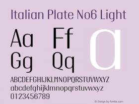 Italian Plate No6 Light Version 1.1 Font Sample