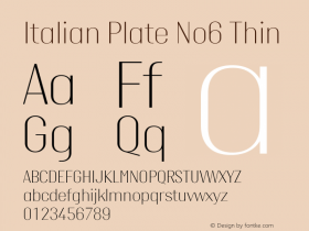 Italian Plate No6 Thin Version 1.1 Font Sample