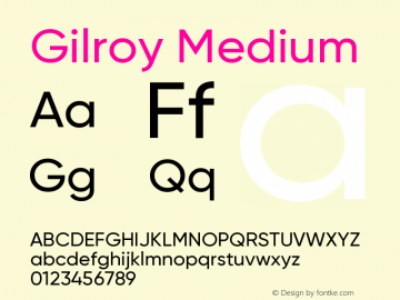 Gilroy-Medium Version 1.000 Font Sample