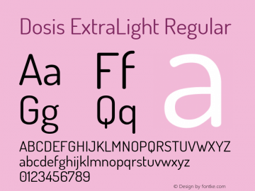 Dosis ExtraLight Regular Version 3.001; ttfautohint (v1.8.2) Font Sample