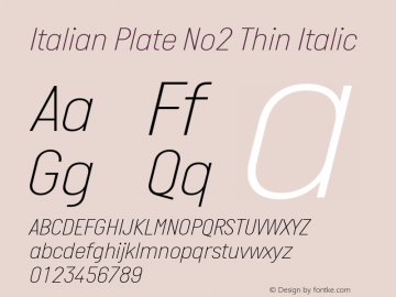 Italian Plate No2 Thin Italic Version 2.101图片样张