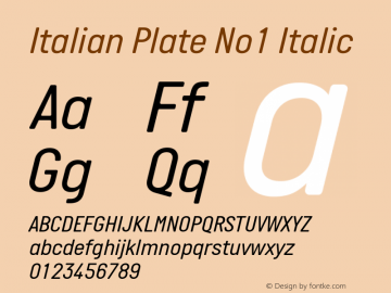 Italian Plate No1 Italic Version 2.101; ttfautohint (v1.4)图片样张