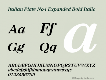 Italian Plate No4 Expanded Bold Italic Version 1.1图片样张