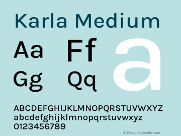 Karla Medium Version 2.002 Font Sample