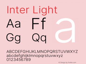 Inter Light Version 3.012;git-06b166889 Font Sample