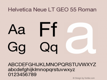 Helvetica Neue LT GEO 55 Roman Version 1.00 Font Sample