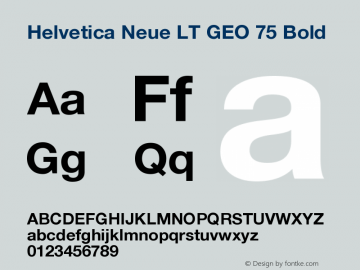 Helvetica Neue LT GEO 75 Bold Version 1.00 Font Sample