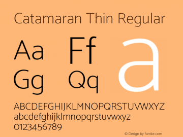 Catamaran Thin Version 1.100 Font Sample