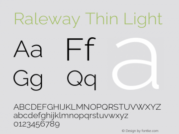 Raleway Thin Light Version 4.026图片样张