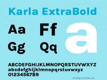 Karla ExtraBold Version 2.002 Font Sample