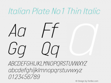 Italian Plate No1 Thin Italic Version 2.101; ttfautohint (v1.4)图片样张
