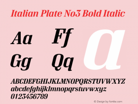 Italian Plate No3 Bold Italic Version 1.1图片样张