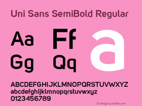 Uni Sans SemiBold Regular Version 001.001 Font Sample