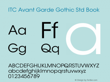 ITCAvantGardeStd-Bk OTF 1.018;PS 001.001;Core 1.0.31;makeotf.lib1.4.1585 Font Sample