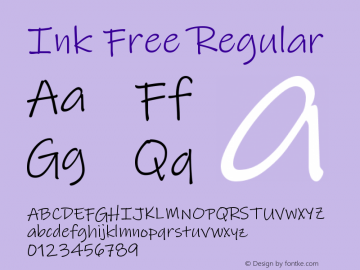 Ink Free Version 1.00 Font Sample