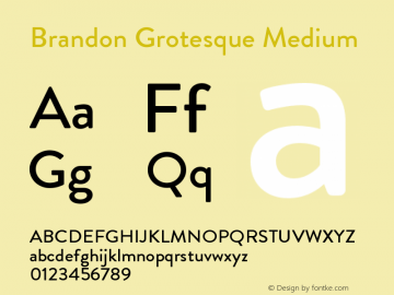 BrandonGrotesque-Medium Version 001.000 Font Sample
