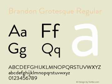 BrandonGrotesque-Regular Version 001.000 Font Sample