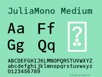 JuliaMono Medium Version 0.036; ttfautohint (v1.8) Font Sample