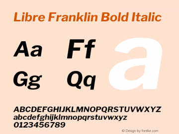 Libre Franklin Bold Italic Version 1.015;PS 001.015;hotconv 1.0.88;makeotf.lib2.5.64775 Font Sample