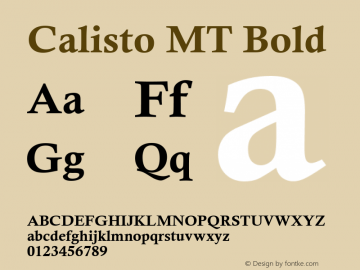Calisto MT Bold Version 1.61 Font Sample