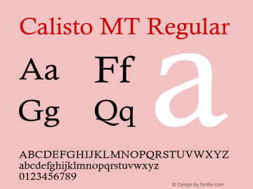 Calisto MT Version 1.61 Font Sample