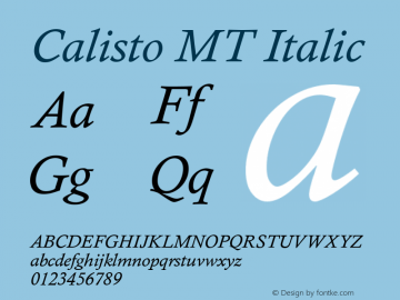 Calisto MT Italic Version 1.61 Font Sample