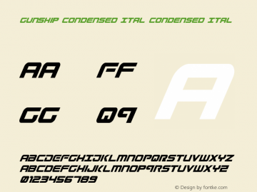 Gunship Condensed Ital Condensed Ital 004.000 Font Sample