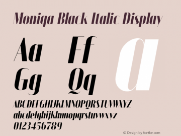 Moniqa-BlackItalicDisplay Version 1.000 Font Sample