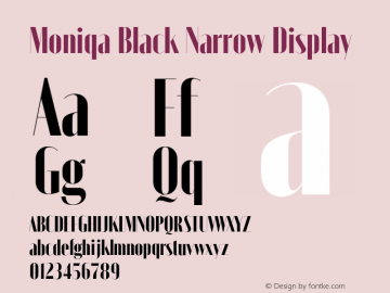 Moniqa-BlackNarrowDisplay Version 1.000 Font Sample