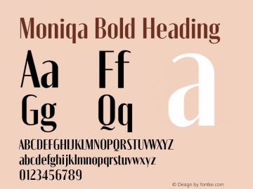 Moniqa-BoldHeading Version 1.000 Font Sample