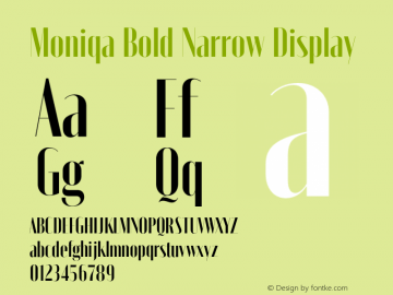 Moniqa-BoldNarrowDisplay Version 1.000 Font Sample