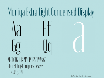 Moniqa-ExtLtCondDisplay Version 1.000 Font Sample