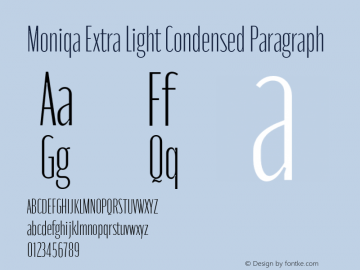 Moniqa-ExtLtCondParagraph Version 1.000 Font Sample