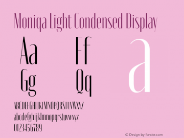 Moniqa-LightCondensedDisplay Version 1.000 Font Sample