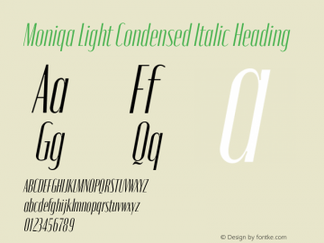 Moniqa-LightCondItaHeading Version 1.000 Font Sample