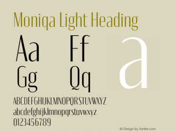 Moniqa-LightHeading Version 1.000 Font Sample