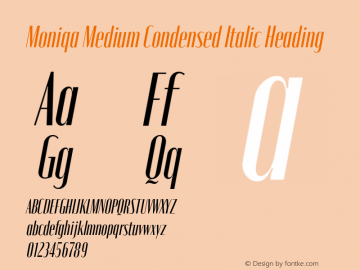 Moniqa-MedCondItaHeading Version 1.000 Font Sample