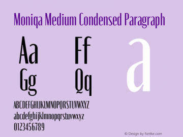 Moniqa-MedCondParagraph Version 1.000 Font Sample