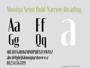 Moniqa-SemiBoldNarrowHeading Version 1.000 Font Sample